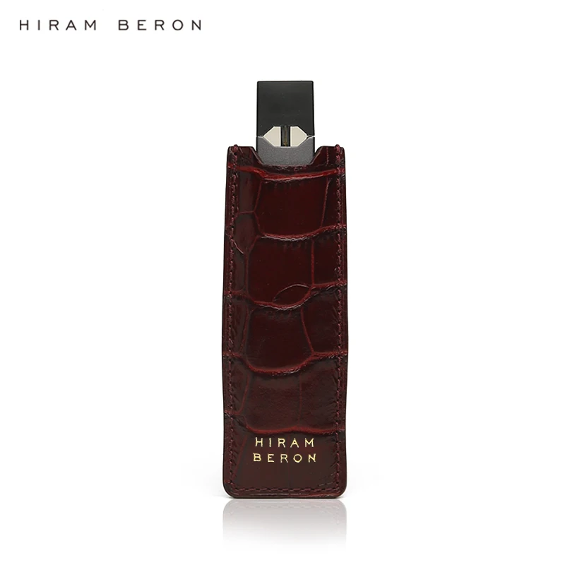 
Hiram Beron Burgundy Italian cow Leather crocodile pattern for leather juul sleeve dropship wholesale 