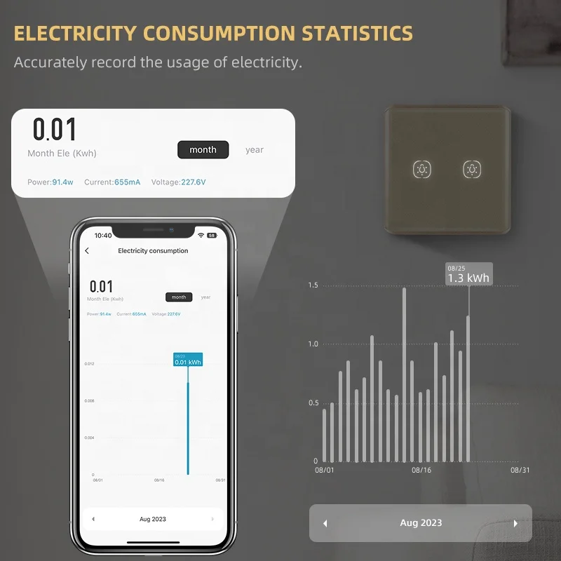 New battery usage statistics switch tuya smart switch smart home product Wall light controller remote control