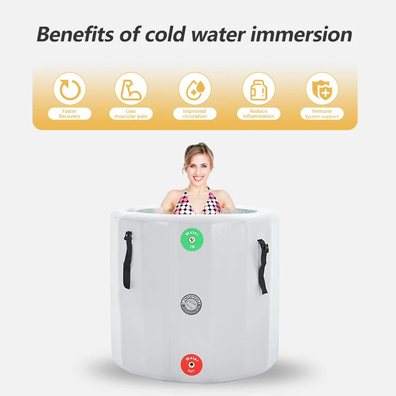 Drop Stitch Technology Water Chiller Recovery Bathtub Inflatable Portable Ice Cold Plunge Oval Hot Bath Tub With Steps For Sale