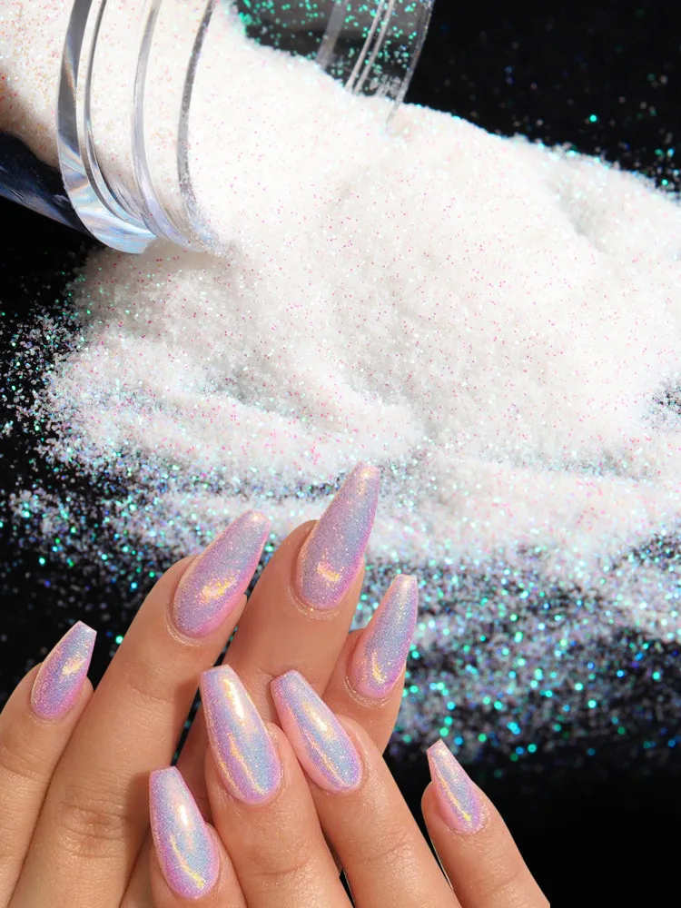 .10ML/Bottle holographic super utra fine white chrome powder white sugar glitter nail for body eye craft
