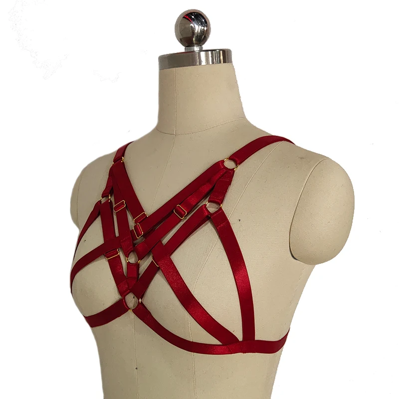 Стильное эластичное сексуальное черное нижнее белье, бандаж, нижнее белье, Красная Женская клетка без чашек O0750
