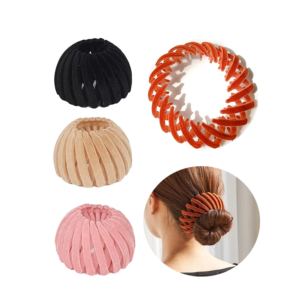 Bird Nest Hair Clips,Ponytail Holder Clip Accessories for girls,Velvet Expandable Fixed Hair Claw Retractable Hairpin Buckles