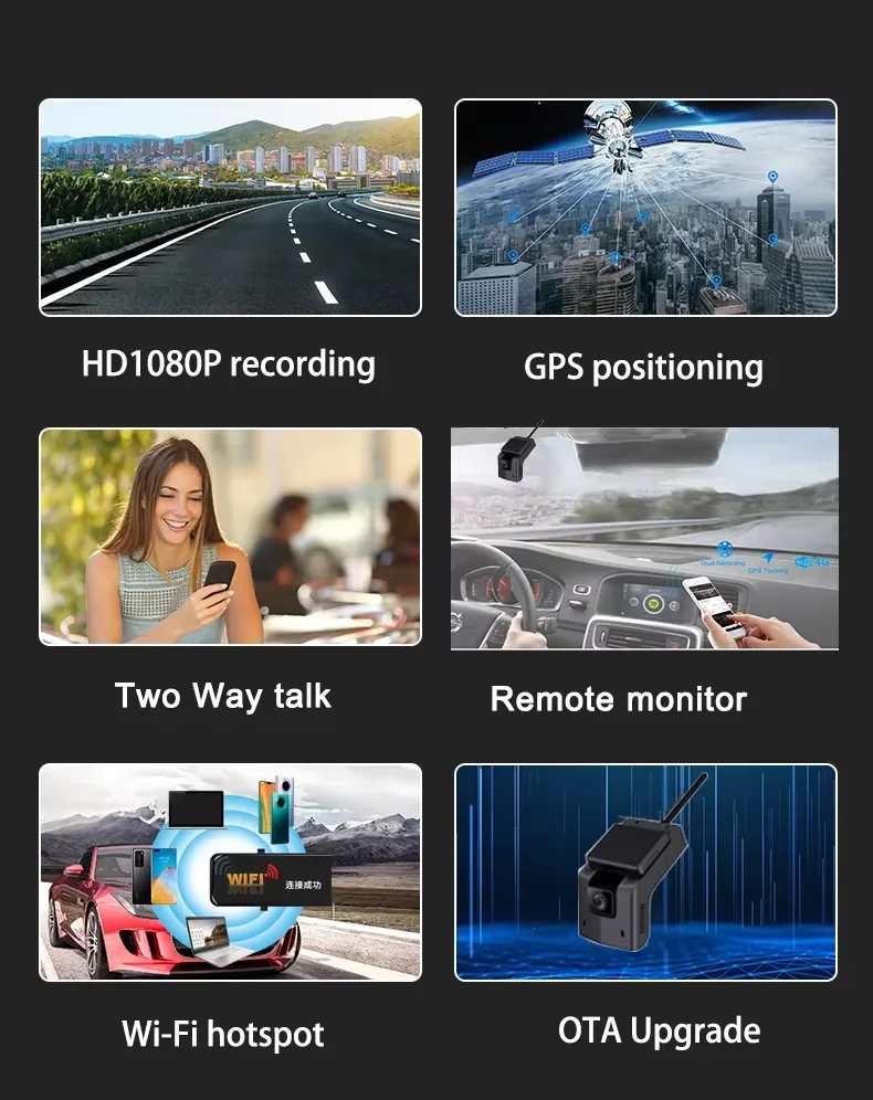 Car driving recorder 2 channel vehicle black box driving recorder car front and rear lens driving recorder Adas with GPS