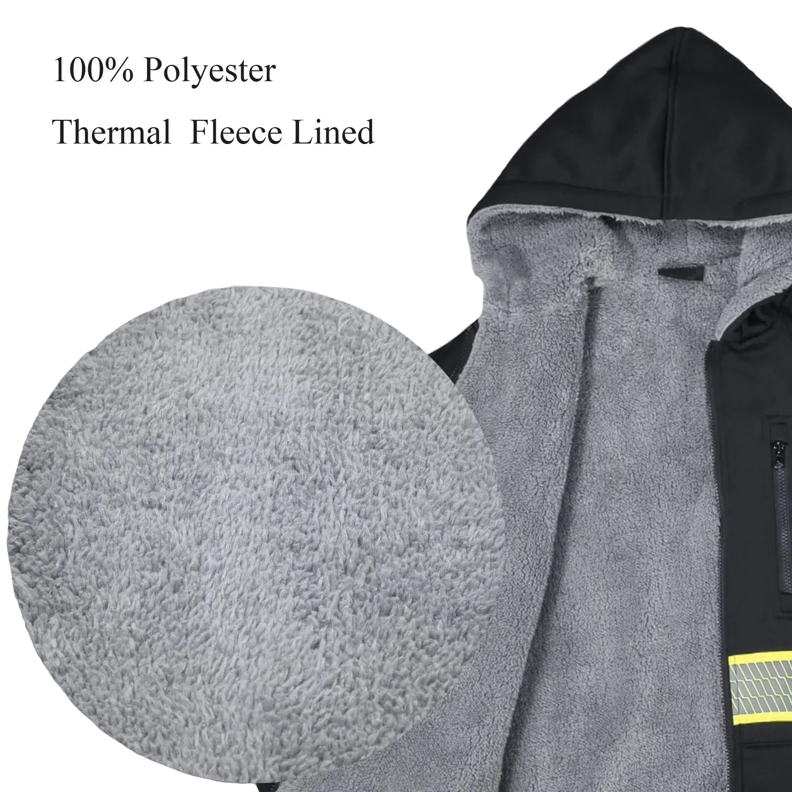 OEM Customizable Logo Winter High Visibility Class 3 Reflective Safety Workwear Black Hoodie Sweater made Polyester Nylon Winter