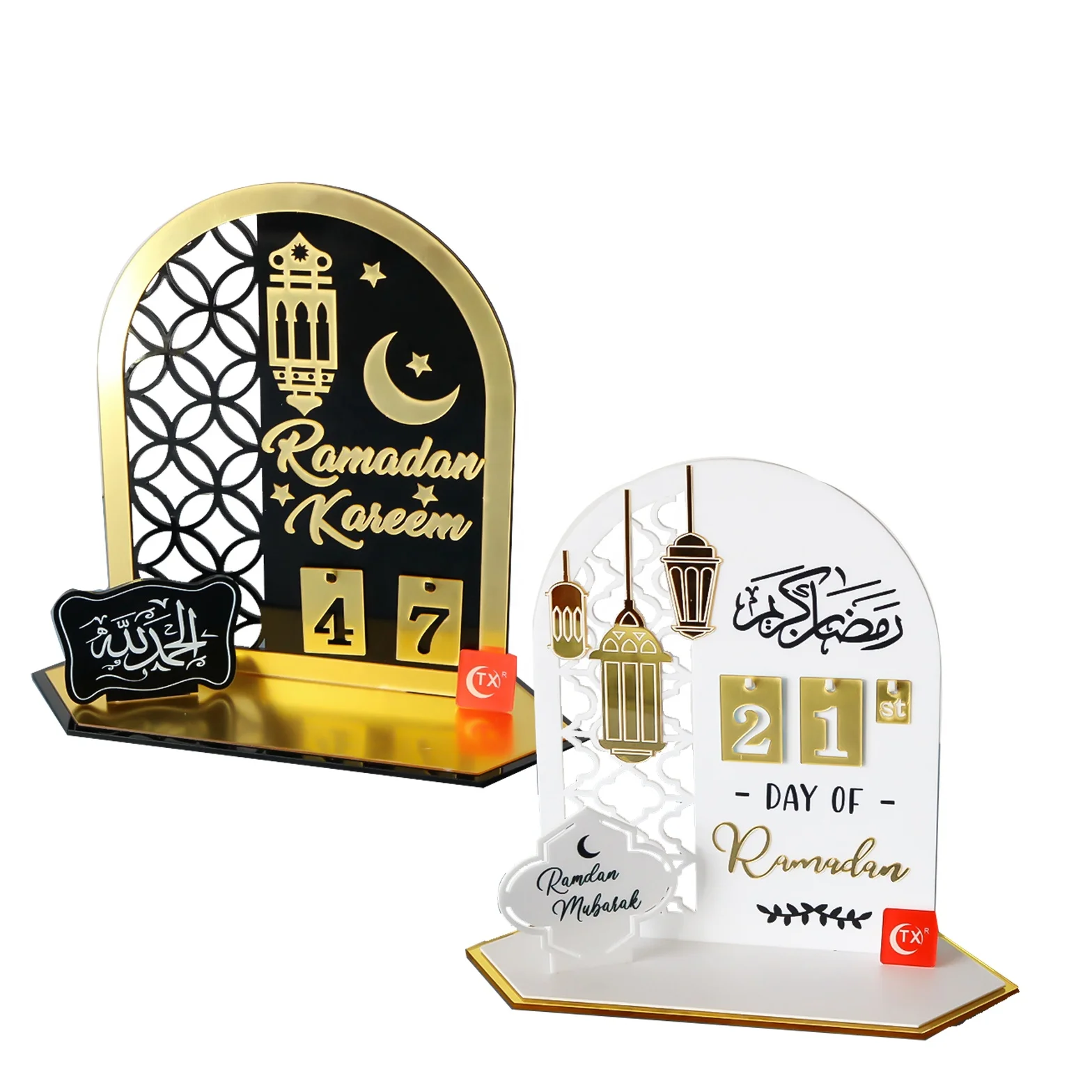 TX Ramadan Countdown Calendar Eid Mubarak Acrylic Ornament Ramadan Decoration for Home Islam Muslim Party Decor Ramadan Kareem