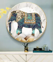 Factory supply light luxury elephant horse artwork crystal porcelain decor painting for home hotel