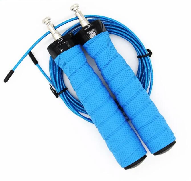 custom logo high fitness adjustable sweatband pvc heavy weighted steel cable skipping speed jump rope