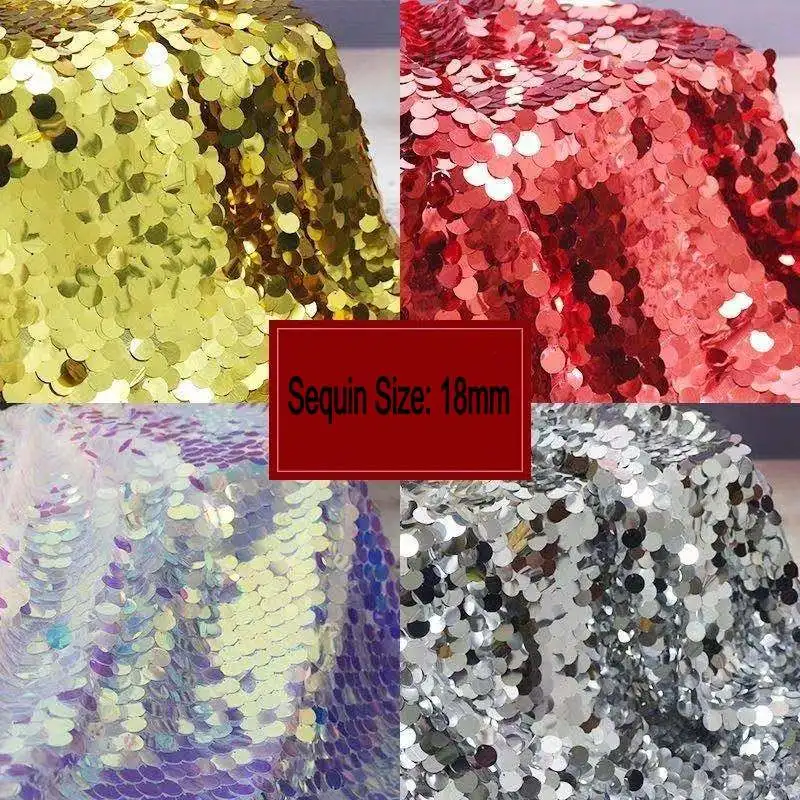 Оптовая продажа, дизайнерская одежда, Переливающаяся разноцветная ткань 18 мм с большими блестками для свадебного платья