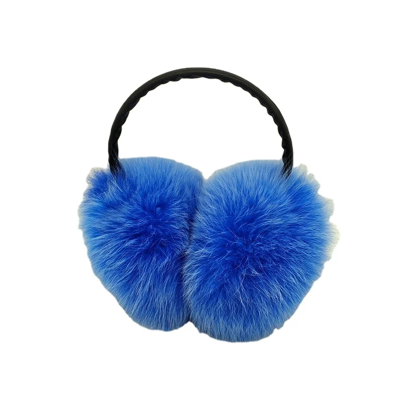 MWFur Unisex Fox Fur Earmuff Headphone Ear Warmer Fashion Fox Fur Earmuffs Fashion Men And Women Ear covers