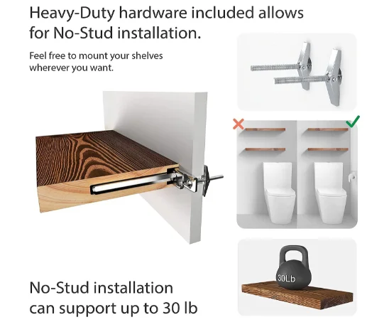 Высококачественная декоративная настенная полка CNLF для спальни деревянная плавающая