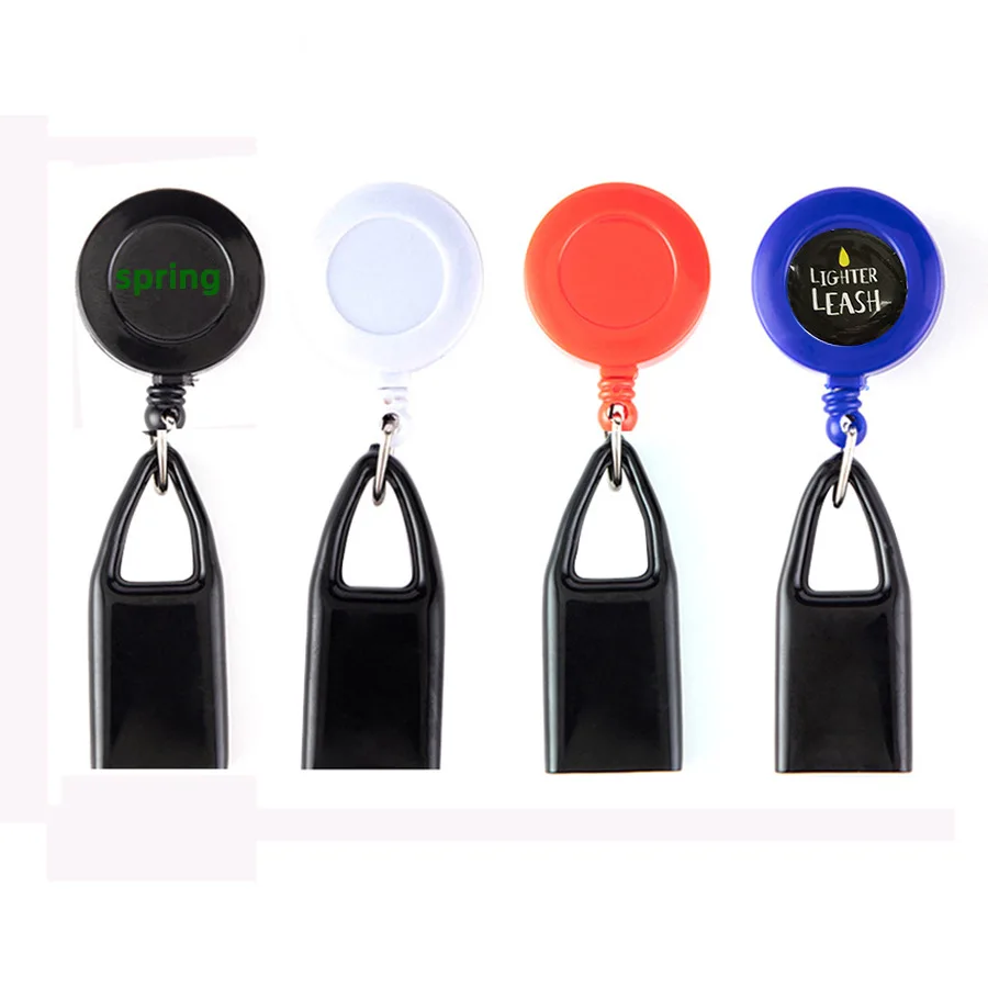 wholesale Custom logo round mini premium retractable keychain clipper safe clip holder lighter leash