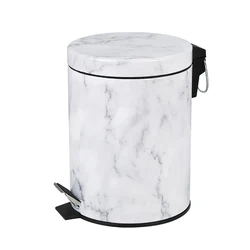5L Marble Painting Waste Bin Stainless Steel Foot Operated Pedal Trash Can