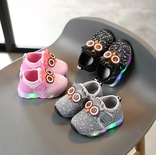 Baby Children Knit Shoes for Spring Summer Season Kid Casual Owl Cartoon Shoes for Boys and Girls