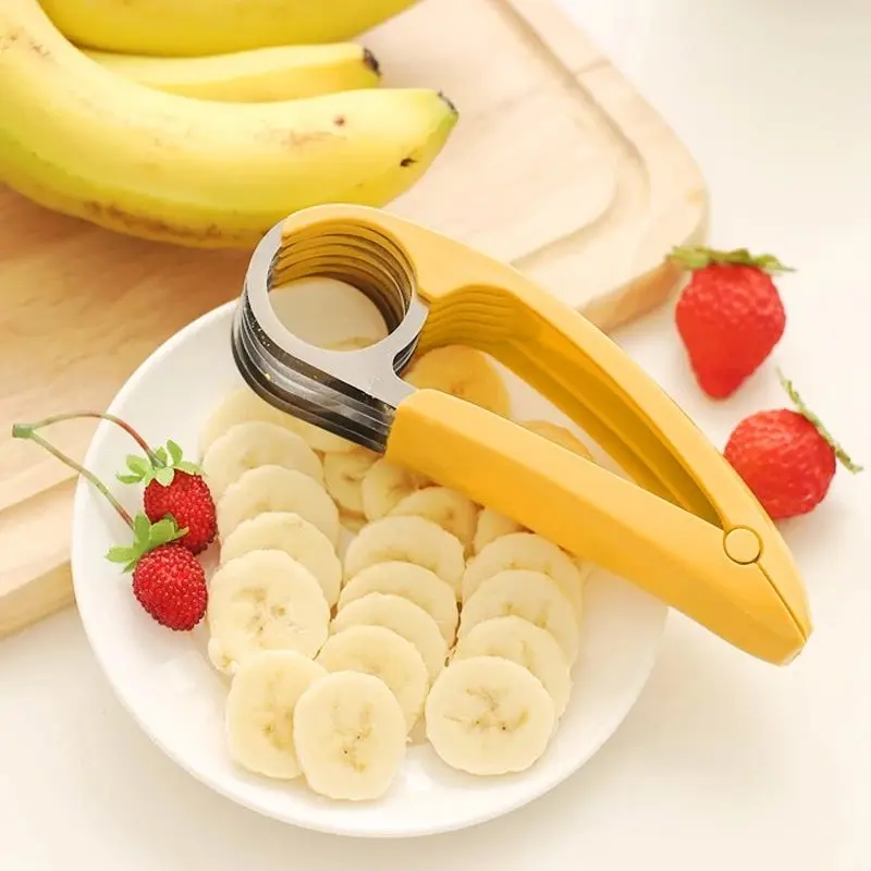Kitchen Accessories Banana Slicer Fruit Vegetable Sausage Slicer Stainless Steel Banana Cutter Salad Sundaes Cooking Tools