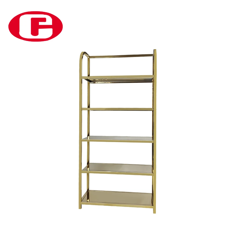 Steel pipe gold plated display clothing stand heavy duty vertical metal storage rack for shop