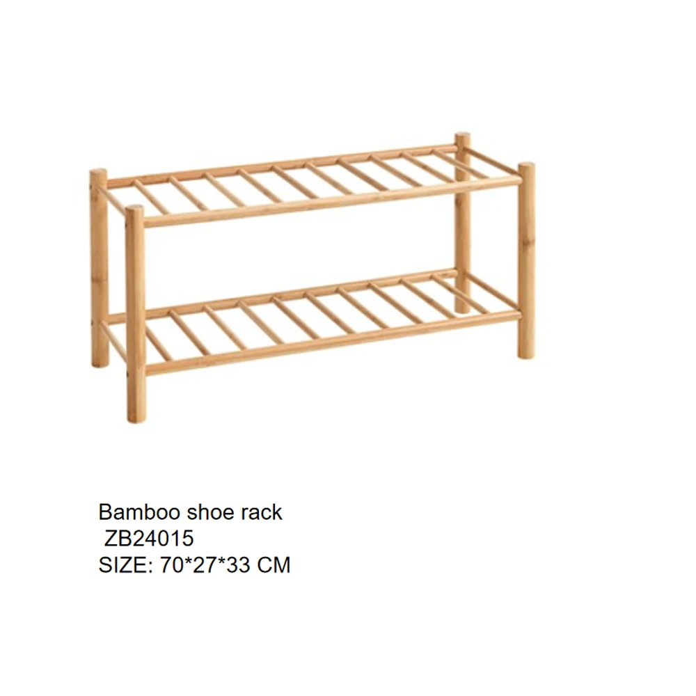 2-Tier Natural Bamboo Shoe Rack  with Multi-Function Combinations - Free Standing Shoe Racks for Convenient Shoe Organization