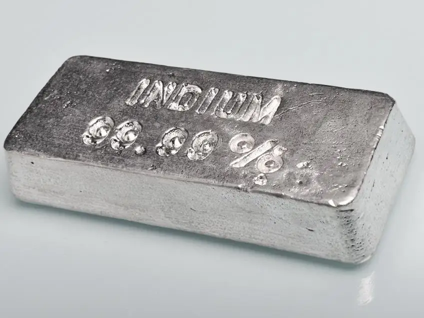 Высокочистый металлический индиевый слиток 99.995% от поставщика по заводской цене