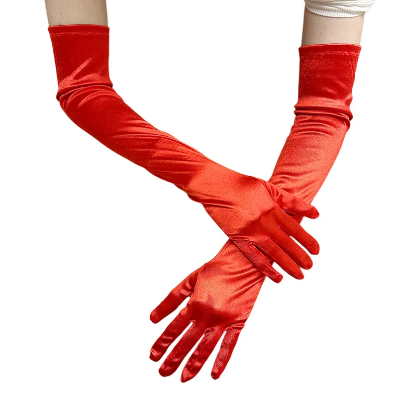 Bridal Satin Spandex Sunscreen Gloves Elegant Long Dance Wedding Party Gloves with Extended Elbow