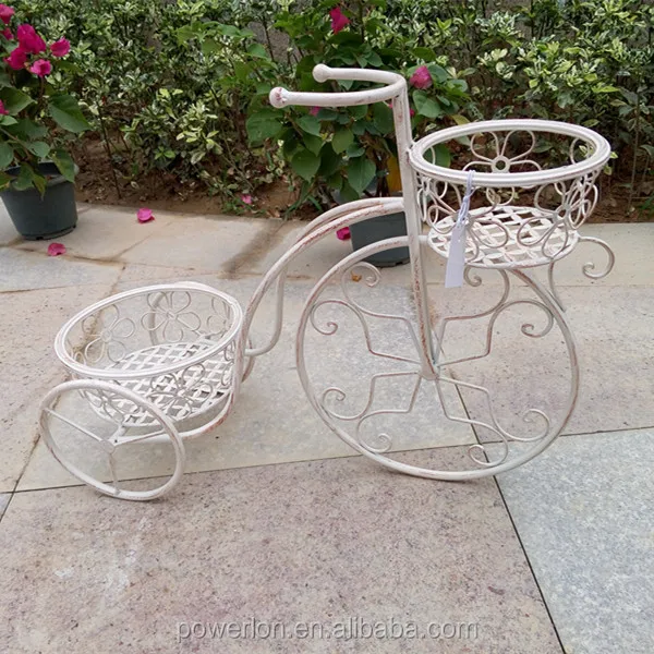 Metal Iron 2-Pots Bicycle Garden Home  Plant Stand Flower Basket Flower Pot Stand