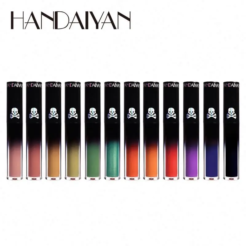 HANDAIYAN 12 Colors Dark Series Shimmer Matte Lipgloss Halloween Goth Style Cool Girl Makeup Cosmetics