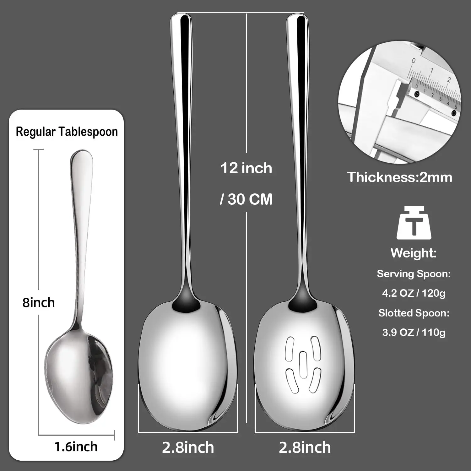 Stainless steel shared spoon, serving spoon, chopstick, extended large serving spoon, hotel large serving spoon, serving leak