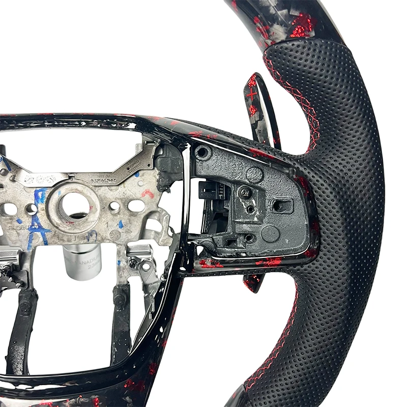 Overspeed warning LED display car steering wheel For Honda Civic Forged red carbon fiber steering wheel