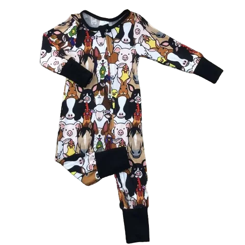 Wholesale high quality baby animal series bamboo fiber home casual cute long sleeve Jumpsuit