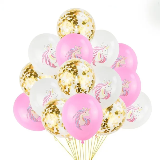 New Arrivals Welcome 15pcs Unicorn Latex Confetti Balloons Kids Birthday PartyBaby Shower Decoration Qualatex Balloon Set