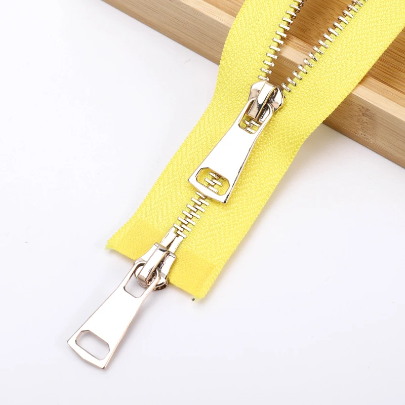 4# Brass Metal Zipper Alloy Chain Open Front Flap For Casual Pants Shoes Garments