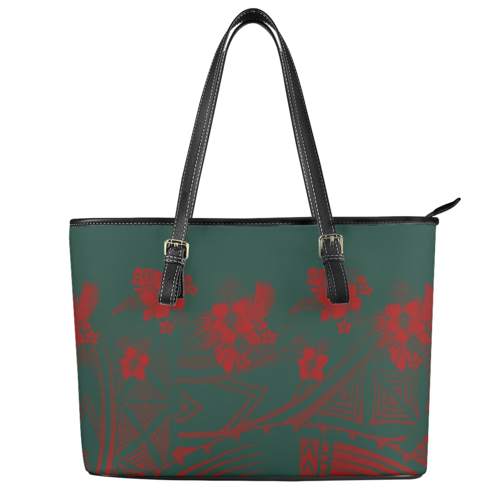 news 2024 Polynesian All Seasons Unisex Tribal Design Tropical Pattern woman custom shipping gift pu handbags tote bag