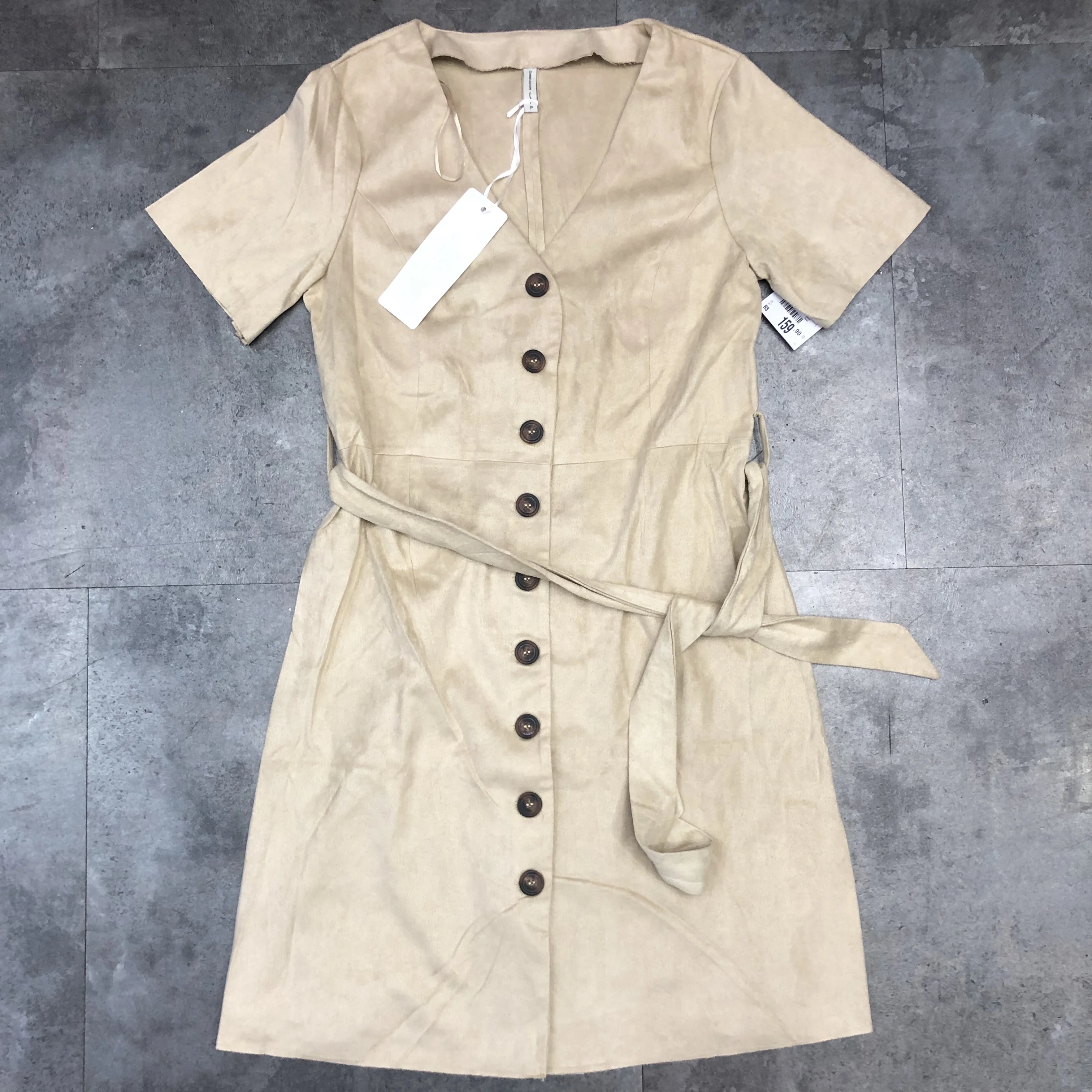 Apparel+Stock lot garments 2020 New Women Party Dresses Synthetic Leather Suede short Sleeve Sexy Club Dress