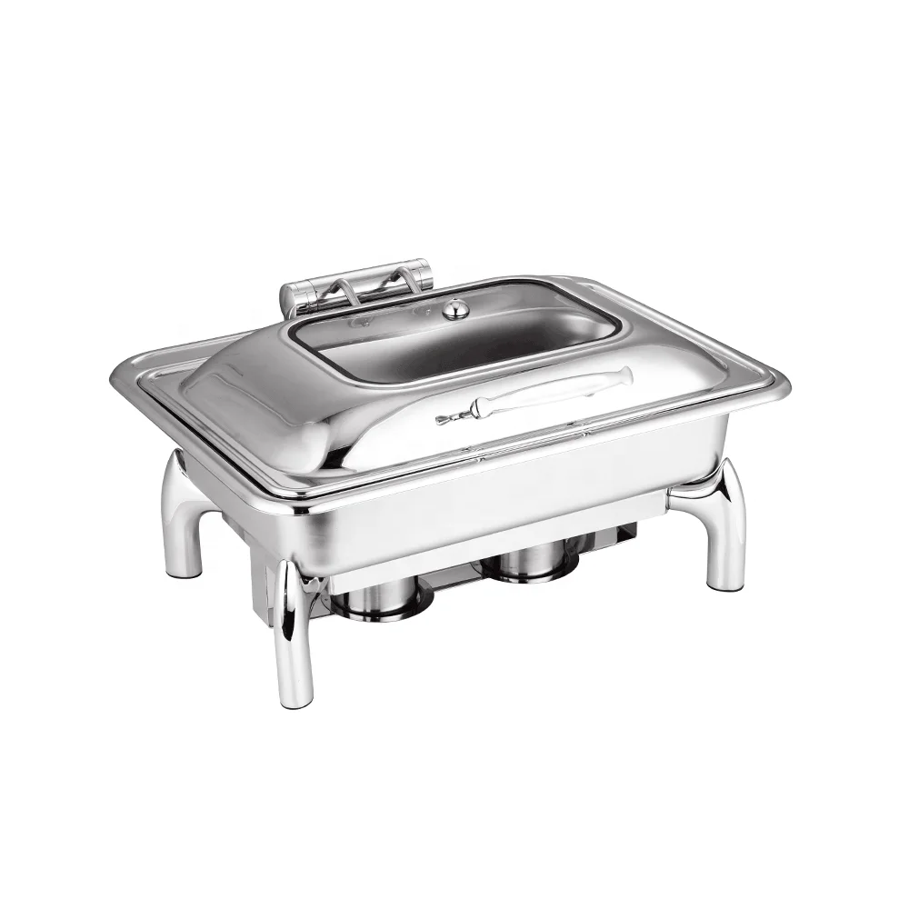 Food Buffet 9L 6L Display Round Rectangle Roll Top Chafing Dish Buffet Set Stainless Steel Gold Chafing Dishes For Catering