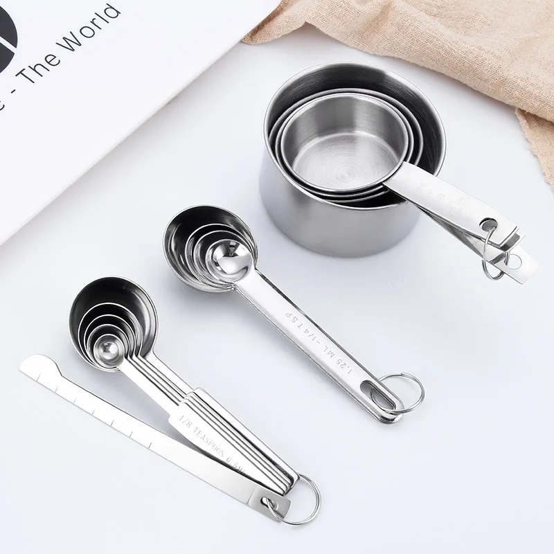 Wholesale Custom Logo Measuring Spoon Metal Stainless Steel Measuring Cups and Spoons Set