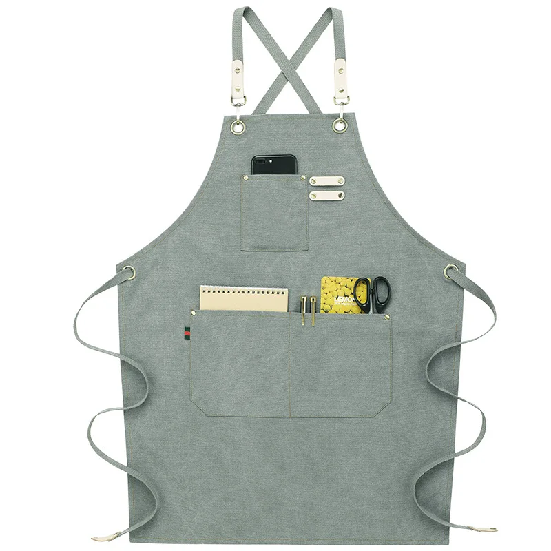 Wholesale Custom Logo Plain Cotton Polyester Waterproof Chef Cafe BBQ Food Cooking Cleaning Bib Aprons Kitchen Apron