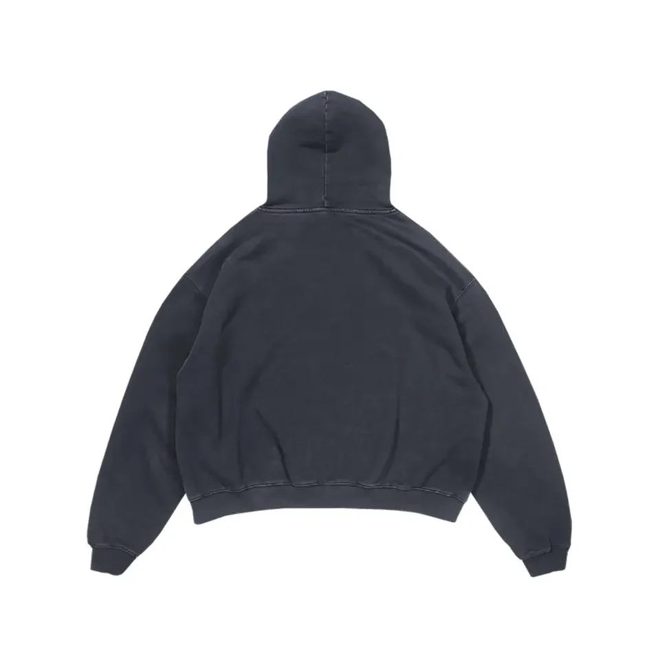 Top selling Boxy Fit Cropped Puff print Graphic 600G Cotton Fleece Stone wash  Black Hoodie Cut and Sew Manufacturing Company