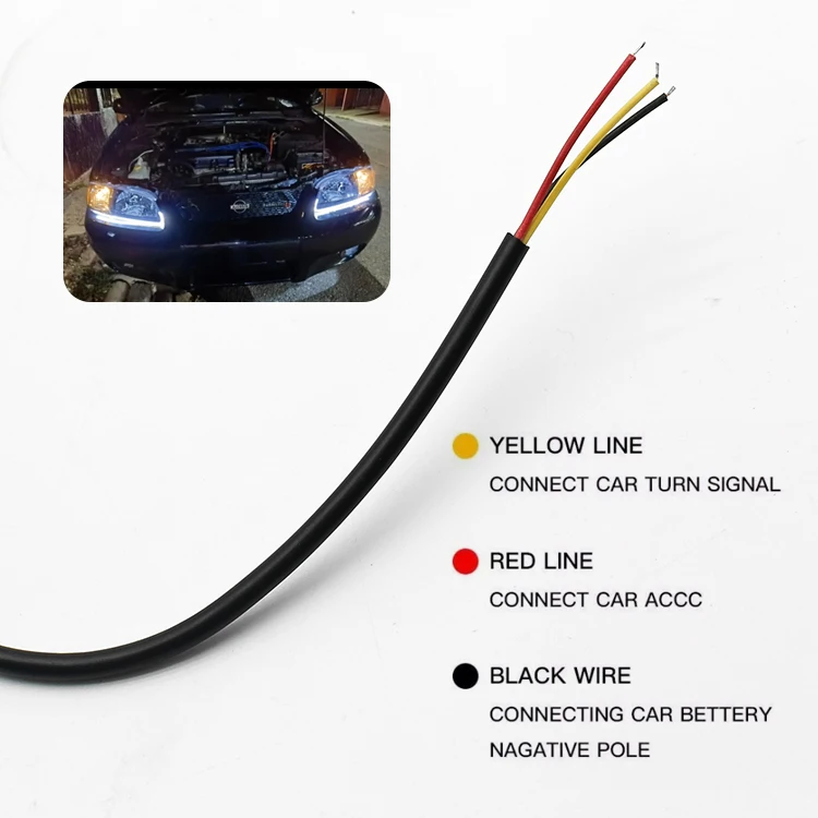 Waterproof flexible drl in auto lighting 60cm led daytime running light blue body led drl strip light