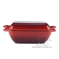 Hot Sale Factory Direct Cast Iron Cookware 2 in 1 Enameled Cast Iron Rectangular Casserole Pot with Skillet Lid