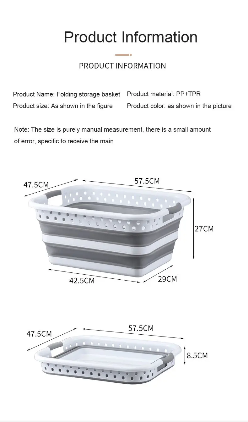Collapsible Foldable Storage Plastic folding Laundry Basket Large capacity for Kid Adult Dirty clothes with handle