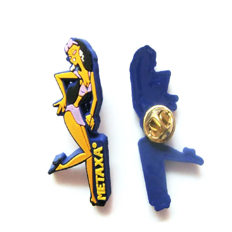 Factory custom embossed Eco-friendly soft PVC pin badge