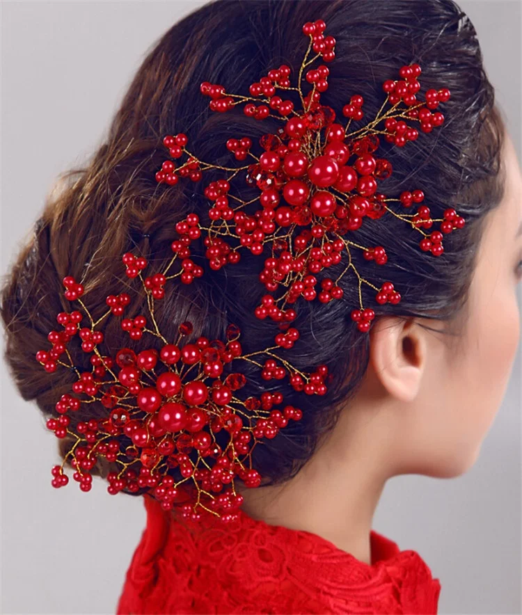 New Bride Crystal Pearl Flower Hair Comb Wedding Hair Accessories Wholesale