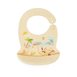 New design Silicone Bibs Waterproof Saliva Dripping Cartoon Aprons  Adjustable Different styles Feeding Newborn Baby Bibs