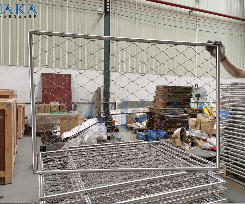 2024 new design Factory hot sell  Balustrade Cable Wire Mesh Panel Railing Stainless Steel Rope Wire Mesh Webnet Railing