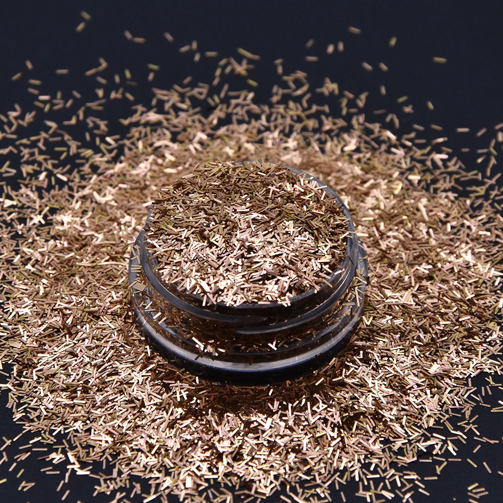 Wholesale solvent resistance nail art glitter shape strip gold color glitters