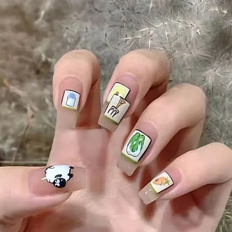 Customized Short Leopard Popular Wholesale 24pcs/Set Packaging Cat Eye Almond Shape Artificial Printed Press On Nails