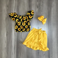 baby girls  summer Sunflower & Mustard Tie Skort Set