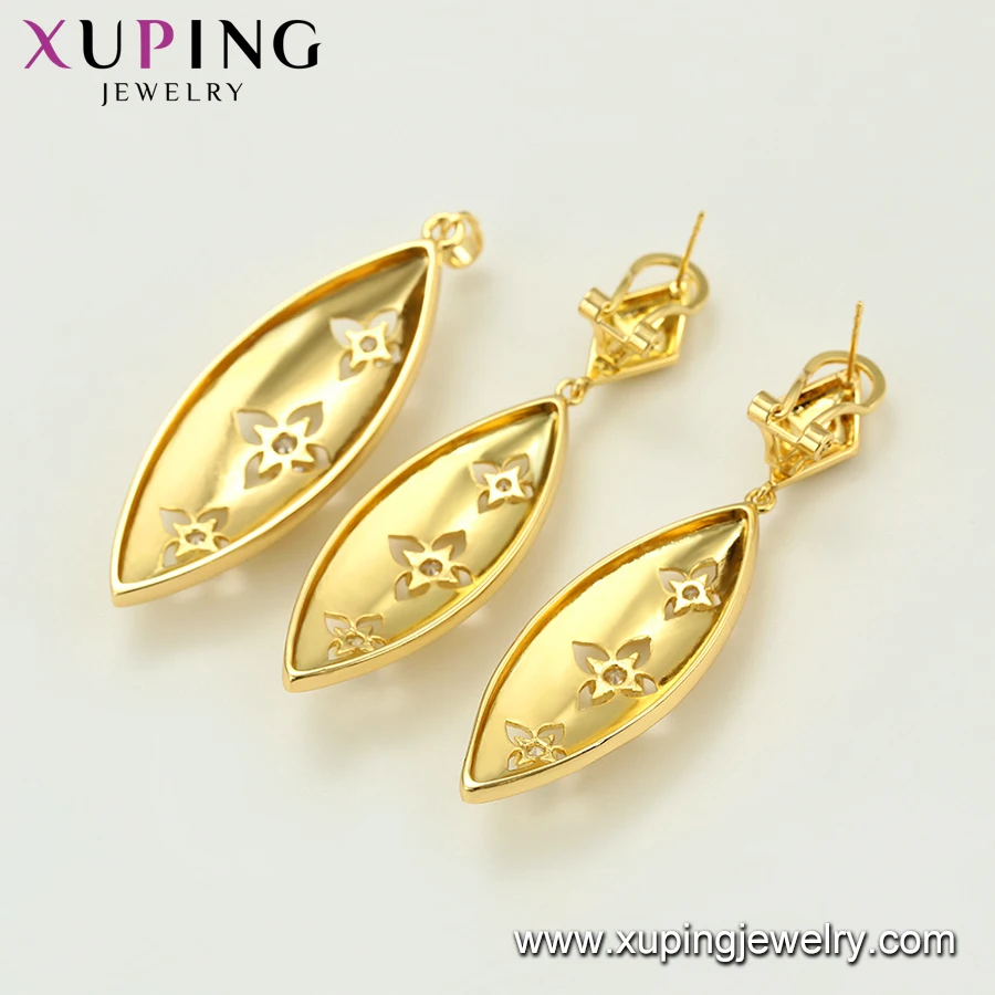 65291 xuping популярные ювелирные изделия 14k позолоченные алмазные формы цветок кулон и серьги-гвоздики ювелирный набор для женщин