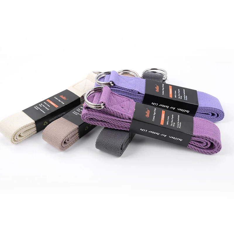 Factory Discounts Double D-Ring Cotton Exercise Yoga Stretching Strap Belt With Buckle