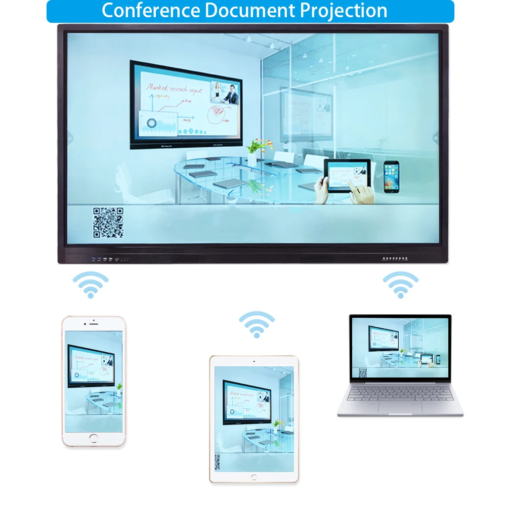 65 Inch Smart Flat Panel Board Clever Touch Vibe Electronic Interactive Whiteboard with Windows