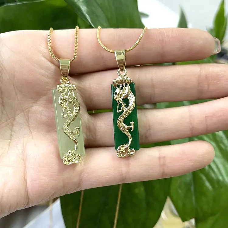2021 new arrival jialin jewelry jade dragon stone pendant gold