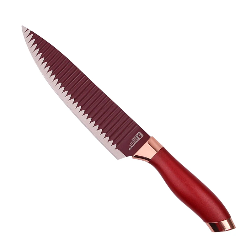 Topest Attractive Hot Selling 8 Pcs Kitchen Knife Set Red Color With Gift Box